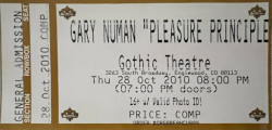Gary Numan Denver Englewood Gothic Theatre Ticket 2010
